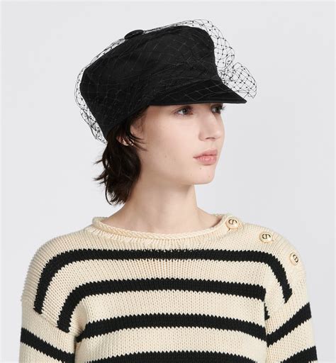 Dior Arty Cap with Veil Black Cotton 